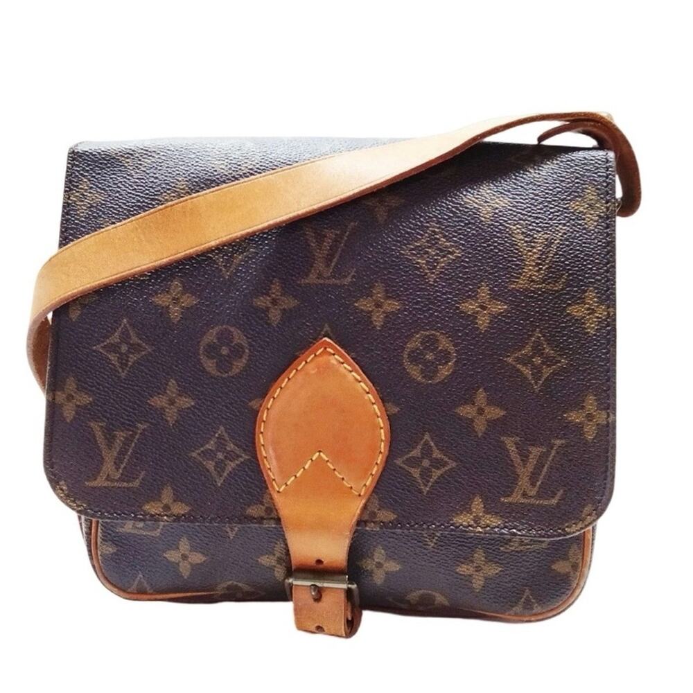 Louis Vuitton Monogram Cartouchiere Crossbody Vintage Brown Leather Shoulder Bag